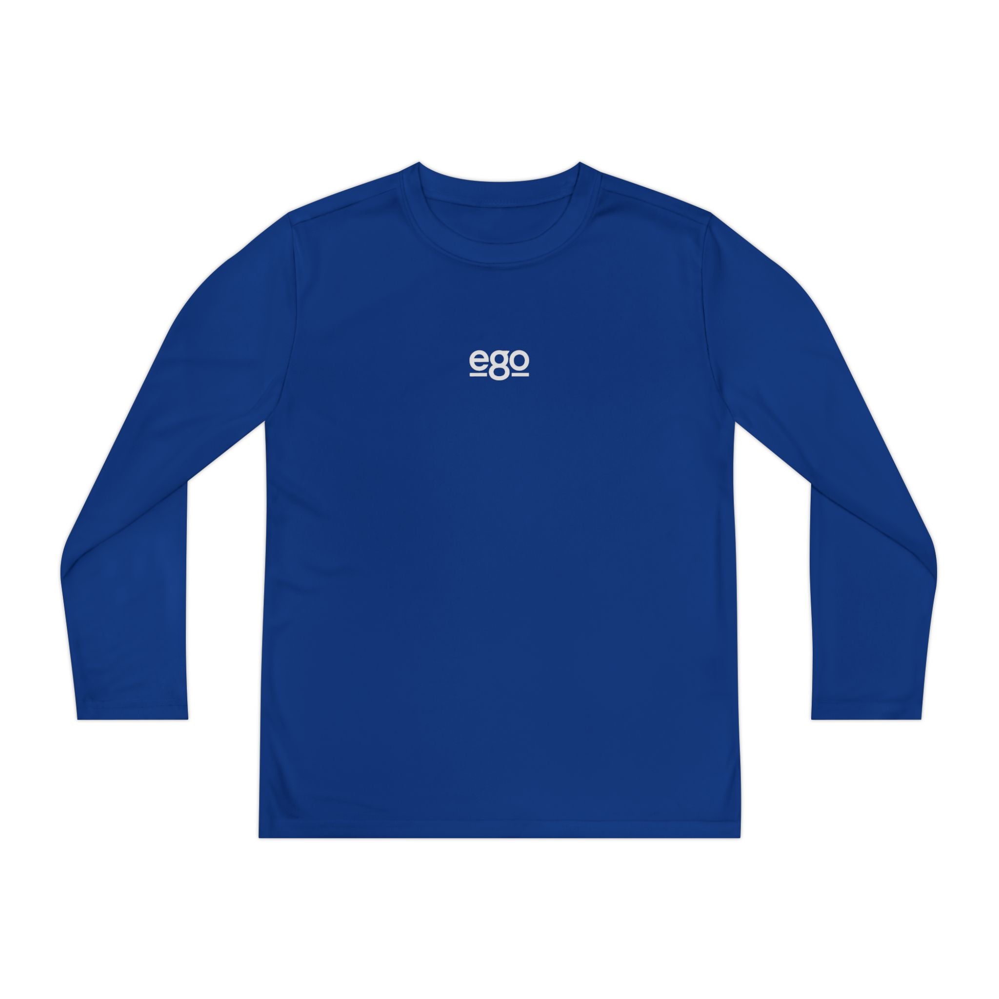 Youth Long Sleeve Stretch — Minimal "ego" Logo Performance Shirt