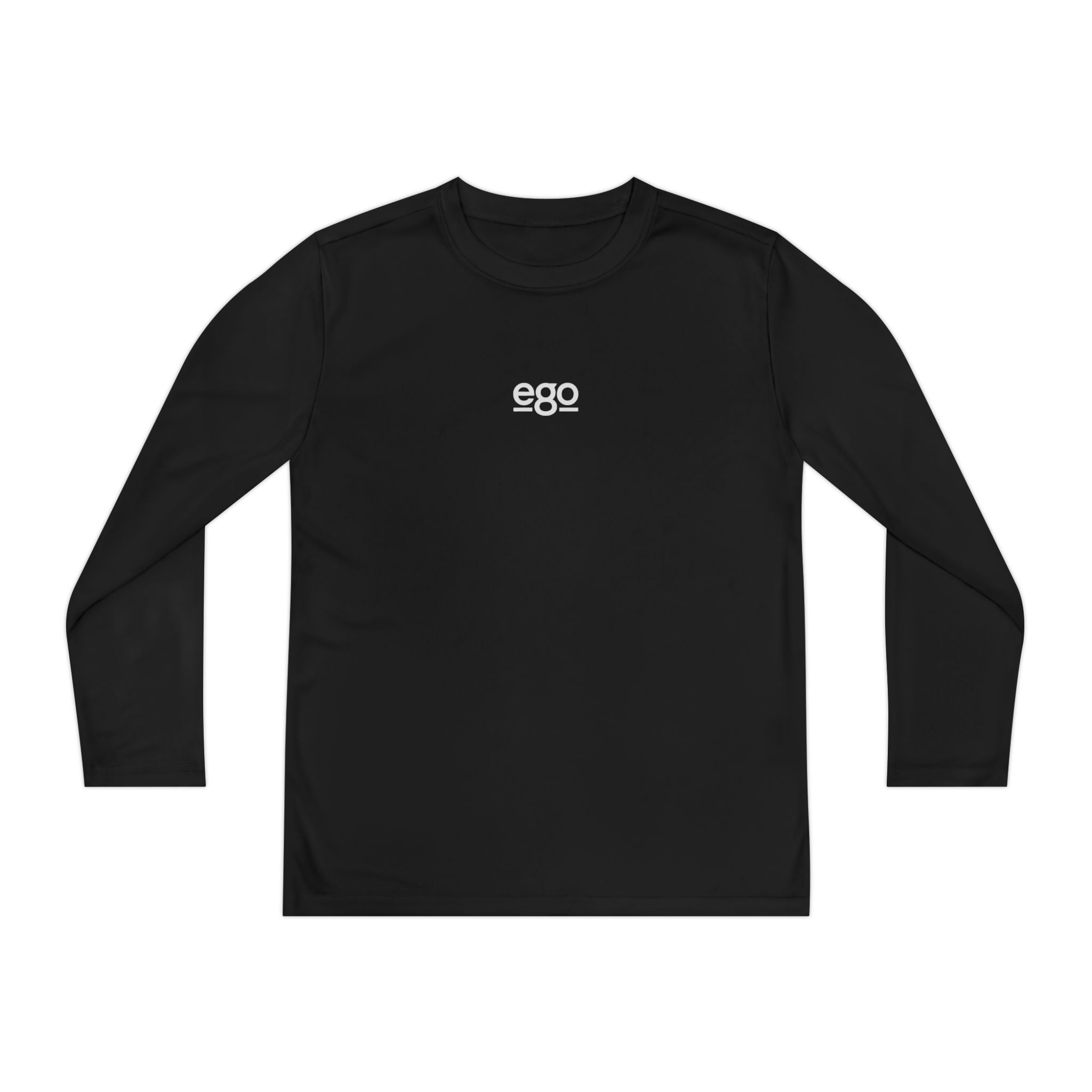 Youth Long Sleeve Stretch — Minimal "ego" Logo Performance Shirt