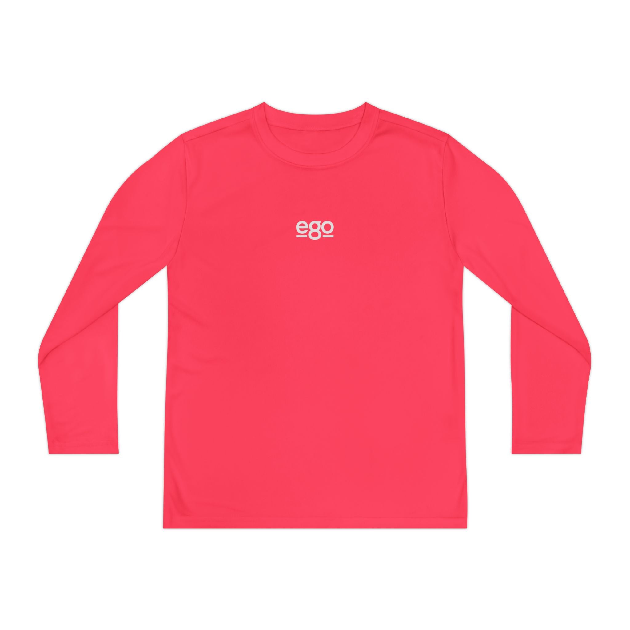Youth Long Sleeve Stretch — Minimal "ego" Logo Performance Shirt