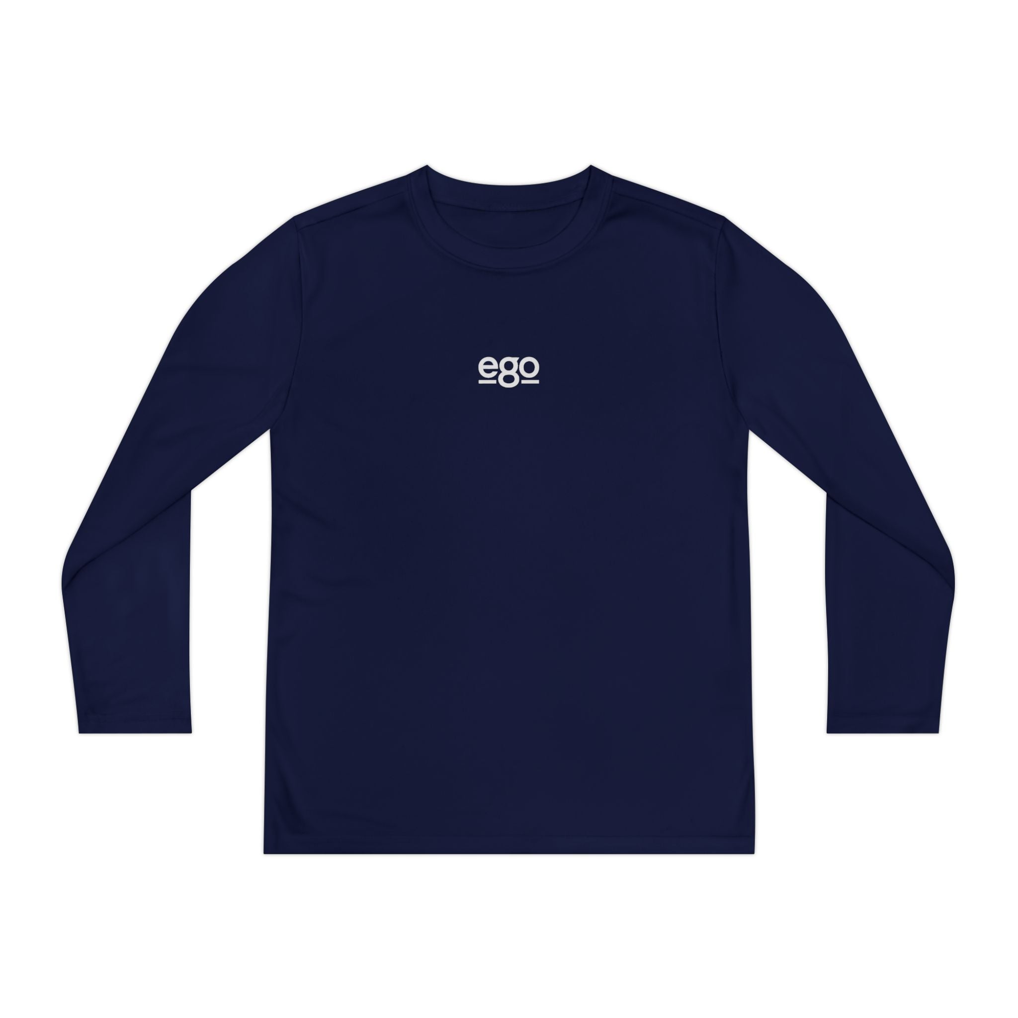Youth Long Sleeve Stretch — Minimal "ego" Logo Performance Shirt