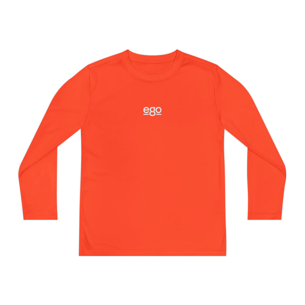Youth Long Sleeve Stretch — Minimal "ego" Logo Performance Shirt