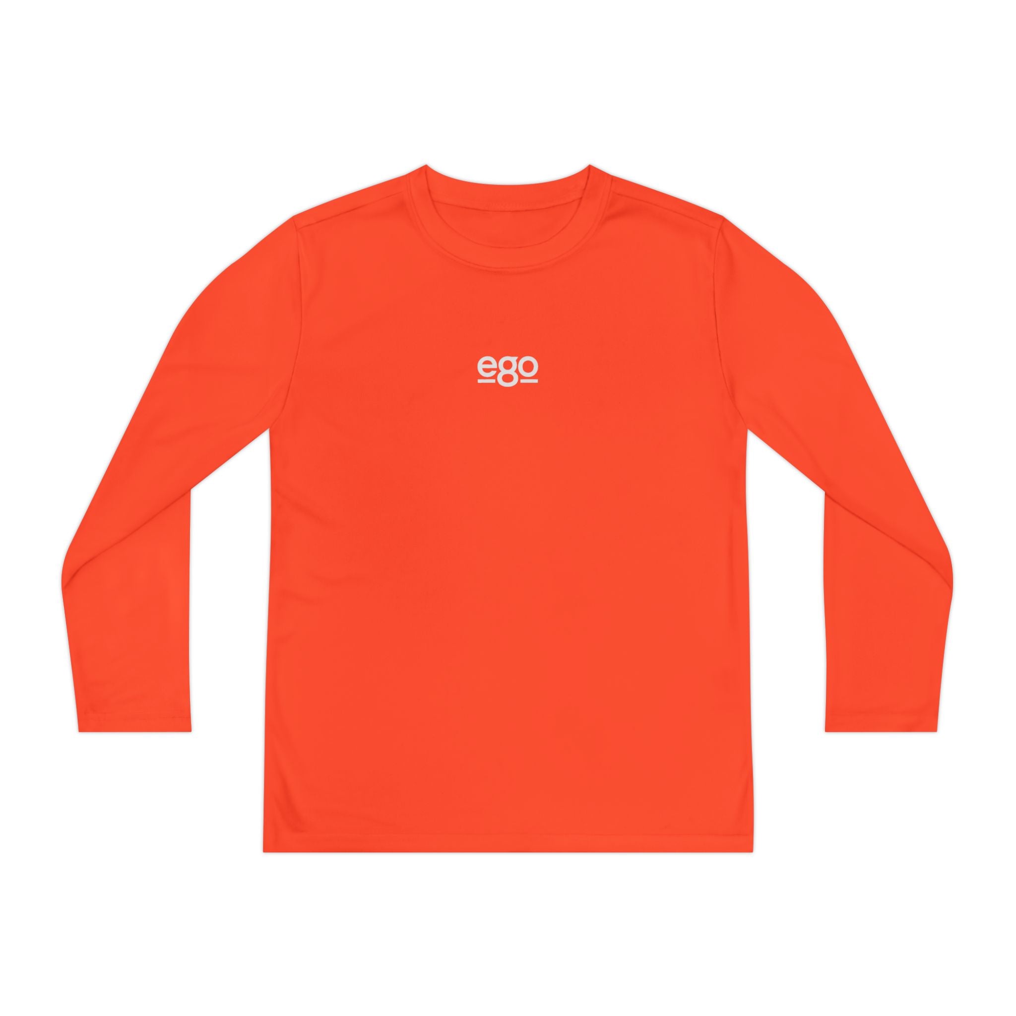 Youth Long Sleeve Stretch — Minimal "ego" Logo Performance Shirt