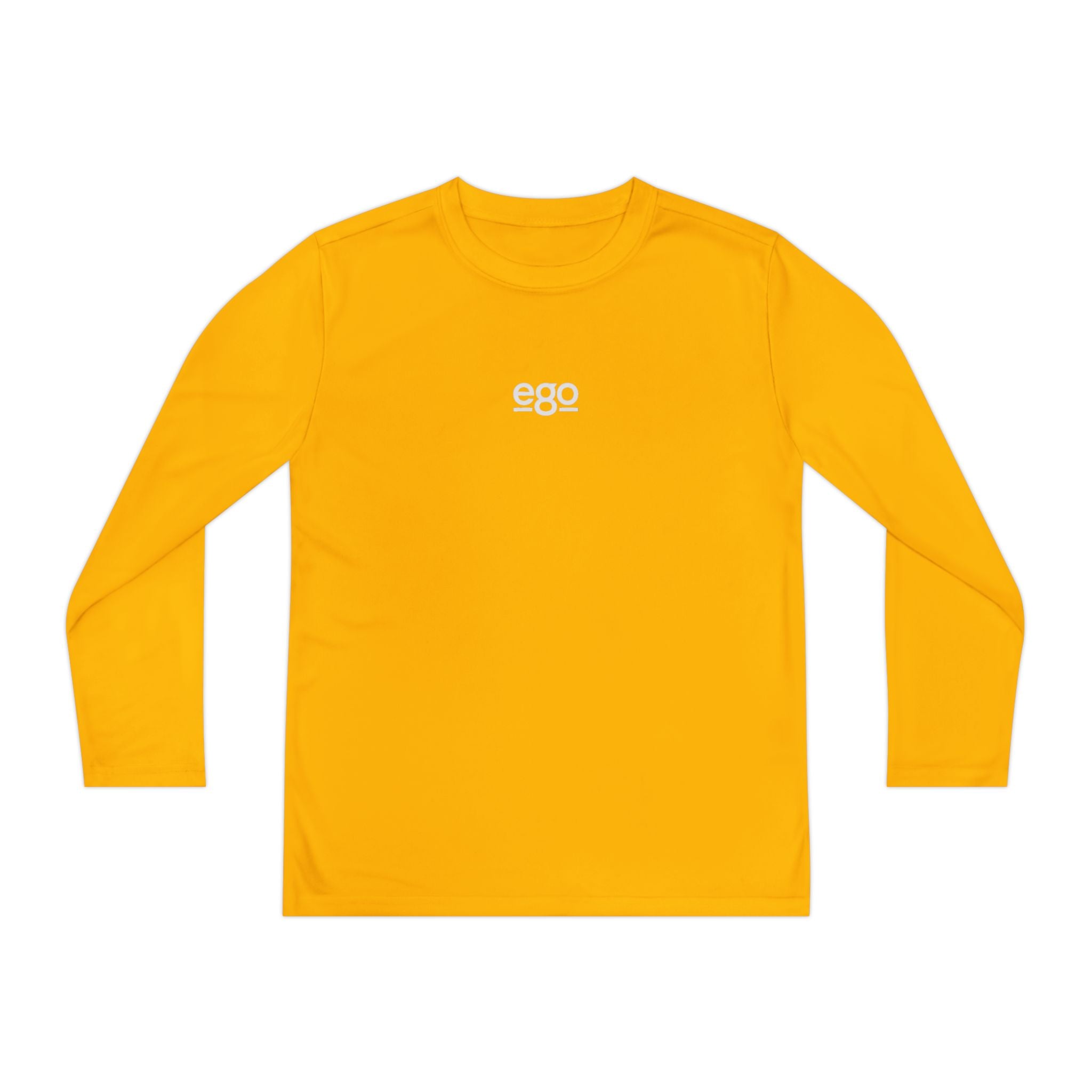 Youth Long Sleeve Stretch — Minimal "ego" Logo Performance Shirt