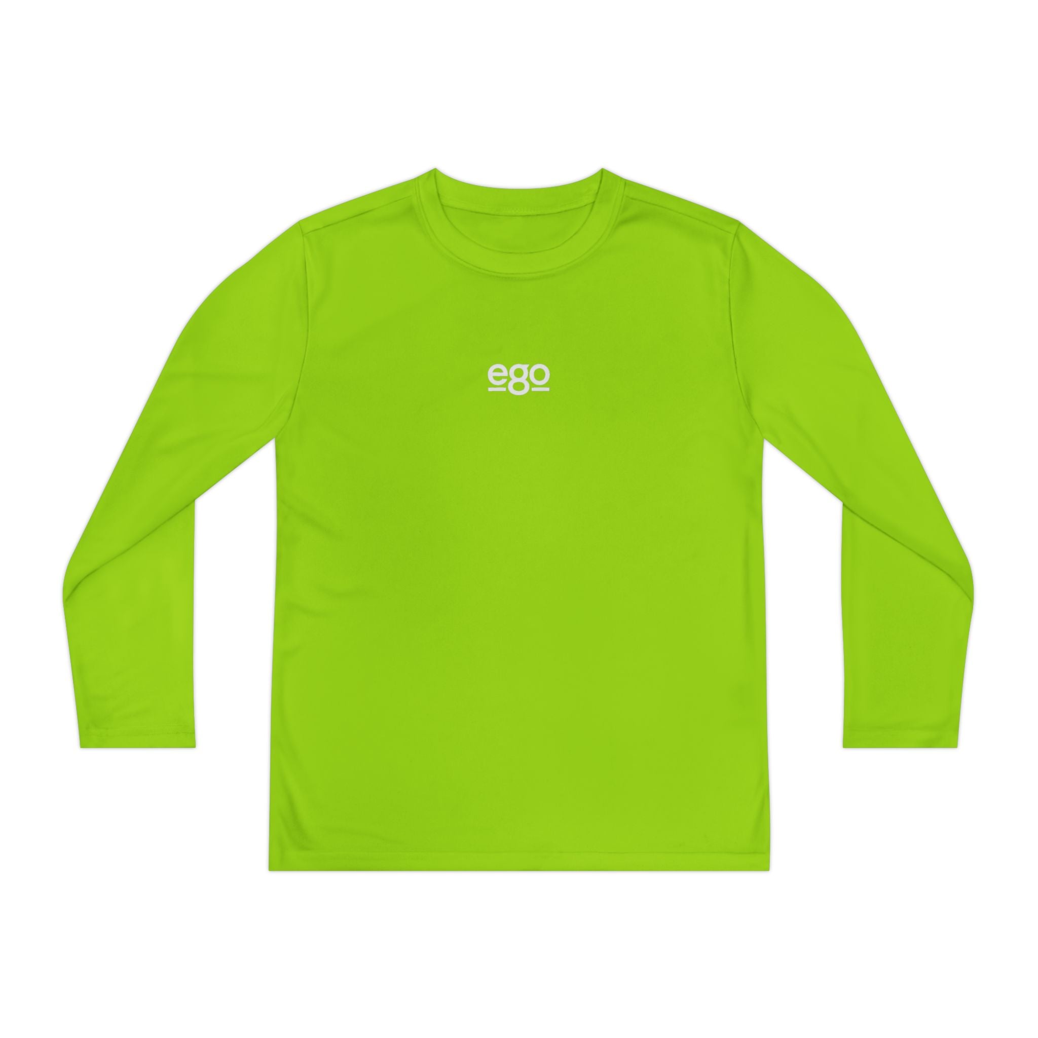 Youth Long Sleeve Stretch — Minimal "ego" Logo Performance Shirt