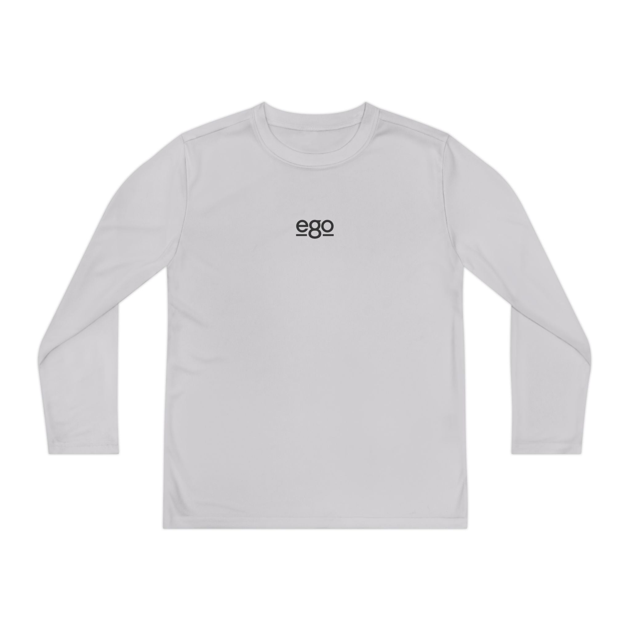 Youth Long Sleeve Stretch — Minimal "ego" Logo Performance Shirt