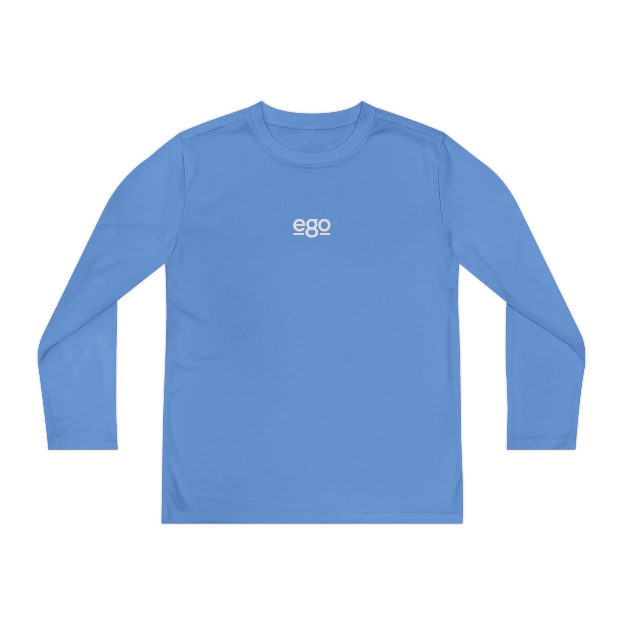 Youth Long Sleeve Stretch — Minimal "ego" Logo Performance Shirt