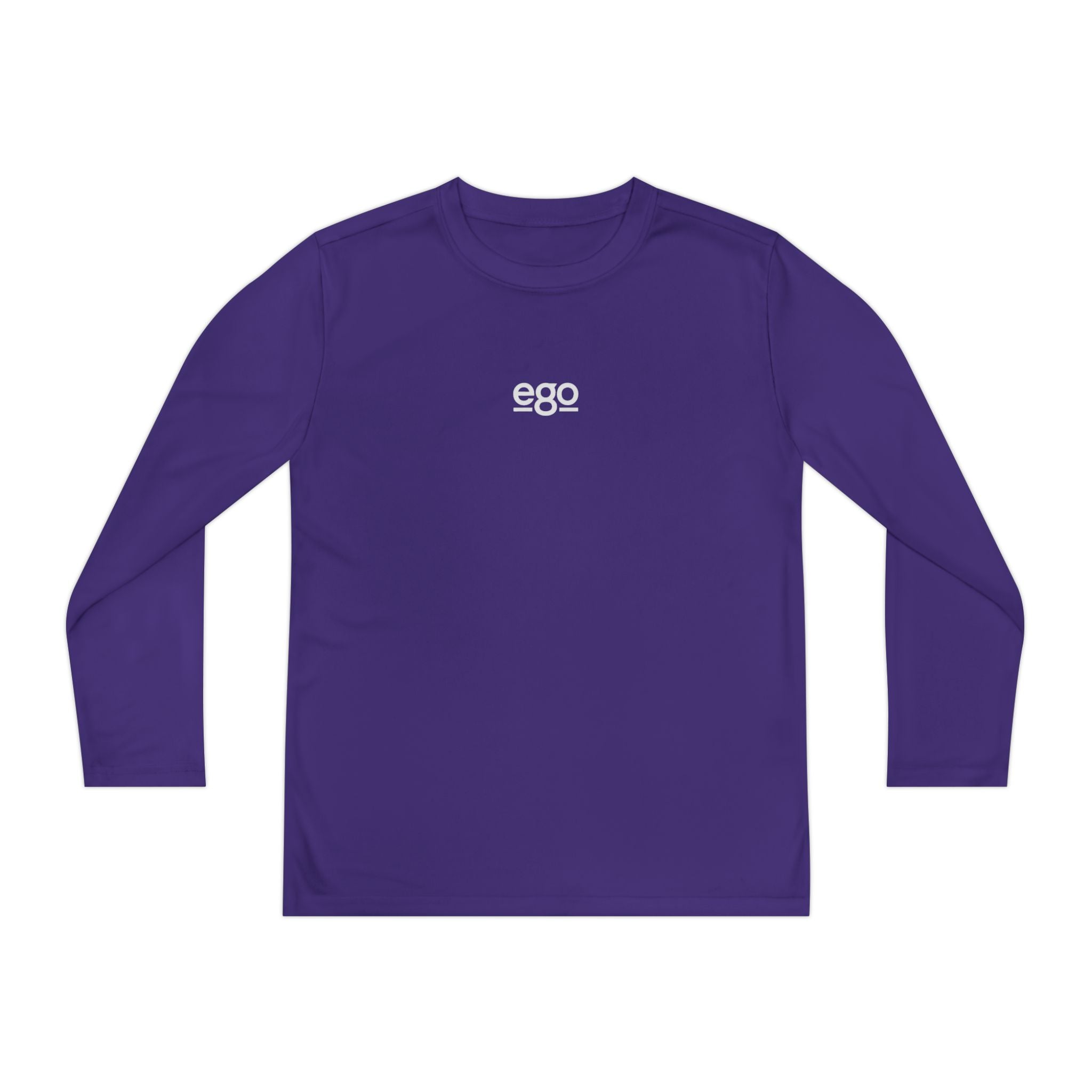 Youth Long Sleeve Stretch — Minimal "ego" Logo Performance Shirt