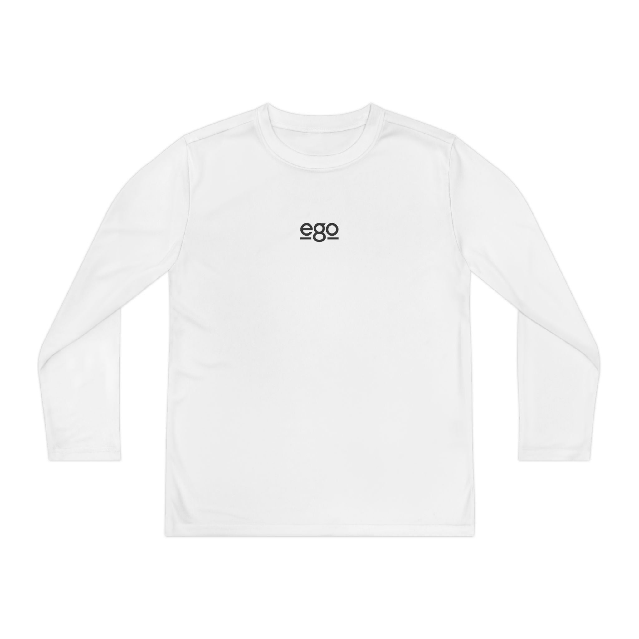 Youth Long Sleeve Stretch — Minimal "ego" Logo Performance Shirt